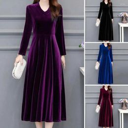 Casual Dresses Stylish Party Dress Slim Fit Solid Colour OL Style O Neck Fall Banquet Women Warm