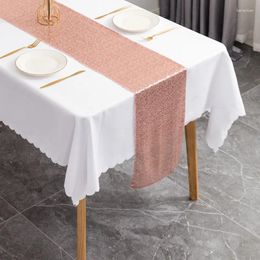 Table Cloth Scandinavian Style Satin Coffee Runner Wedding Banquet Tablecloth Decoration Polyester Solid Colour Ding Flag