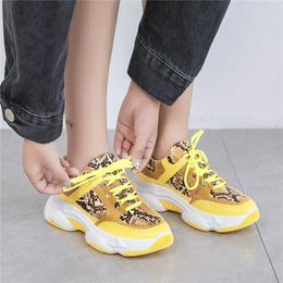Fitness Shoes 2024 Summer Woman Casual Fashion Sneakers Snake Pattern Flats Ladies Vulcanised Autumn Yellow Zapatos Mujer