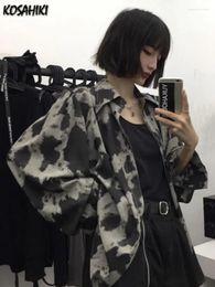 Women's Blouses Tie-dye Blouse For Women 2024 Blusas Mujer De Moda Puff Sleeve Harajuku Shirts Oversized Tops Vintage Single Breasted