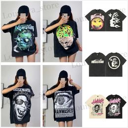 Mens TShirts hellstar shirt graphic t shirt mens designer clothes hipster tshirt fabric strt graffiti Lettering foil print vintage summer cotton Loose fitting plus