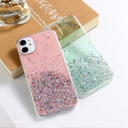 10pcs/lot Clear glitter phone case For iPhone 14 15 13 12 Pro 11 Pro Max XS Max XR X 7 8 Plus SE 2020 cute gradient sequins cover