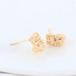 6PCS 6.5*10MM 14K Gold Color Plated Brass Irregularity Shaped Stud Earrings Pins High Quality Diy Jewelry Findings Accessories