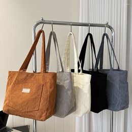 Totes Women Corduroy Tote Bag With Pockets Compartments Cord Casual Shopping For School Work