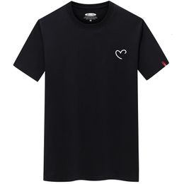 T Shirt For Men Overize Summer Mens Cotton Shirts Men Casual T-shirt Love Heart Print Tshirt O-Neck Short Sleeve Man Tops 240409