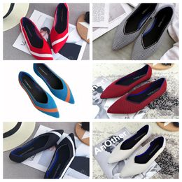 2024 Top Luxury Flat bottomed pointed ballet black white soft soled knitted maternity womens boat shoe casual and comfortable