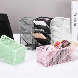 New 4 Slots Pencil Pen Holder Simple Desk Office Supplies Organiser Metal for Dresser Vanity Counter Student File Organiser