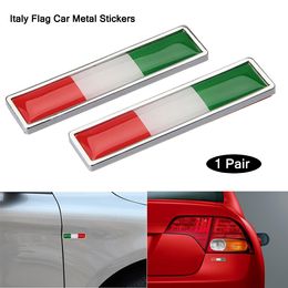 DSYCAR 2Pcs/Pair Car 3D Metal Italy Flag Emblem Badge Decals Sticker Car Exterior Accessories