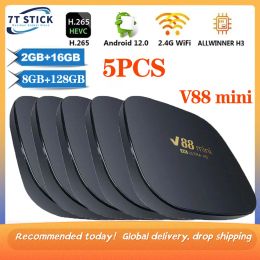 Box 5PCS NEW V88 Mini Smart 8K H.265 Media Player 8GB + 128GB Allwinner H3 Quad Core Set Top Box TV Box Android 12