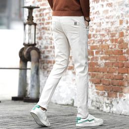 Men's Pants High Quality Mens Cotton Solid Color Casual Work Wear Straight Fit Fashion Elastic Slim Trousers