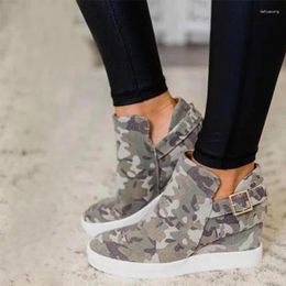 Fitness Shoes Women Camouflage Snaekers Woman Canvas Platform Heighten Female Buckle Non Slip Ladies Loafers Big Size 43