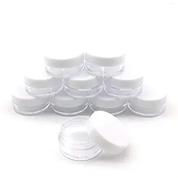 Liquid Soap Dispenser 100/200/300pcs Small Sample Empty Clear Container Jar With Lid Covers Cases For Cosmetic 3g Capacity Storage Box