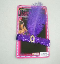 Ladies 1920039s Charleston Long Feather Sequin Headband Flapper Headpiece Gangster Event Festive Hen Party Fancy Dress Accessor8370289
