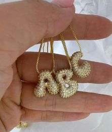 Pendant Necklaces 10Pcs Fashion 18K Gold Plated Brass Micro Pave Zircon Balloon Alphabet Initial Letter Necklace Vintage Jewellery Hip Hop