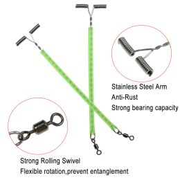 LIONRIVER Saltwater Fishing Steel Wire Balance Leader Arm Rolling Swivel Cross line Bead Connector Saltwater Rig Terminal Tackle
