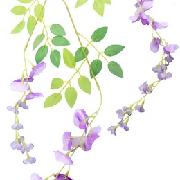 Decorative Flowers Ivy Of Vine 12 Bunches Artificial Wisteria Hanging Purple Silk 110cm Flower Brand
