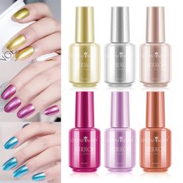 Mirror Glitter Gold Silver Nail Polish Metallic Dust Metal Effect Nail Polish Gel Nail Art Women Unpeelable Varnish Nail Decor