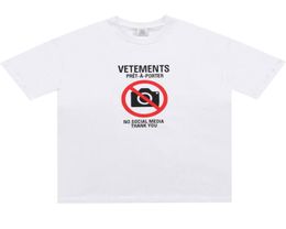 2021SS High Street Brand Vetements tee NO SOCIAL MEDIA Designer Summer High Quality Casual Male Clothing Oversized Women Short Sle3457555