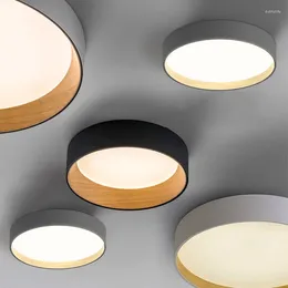 Ceiling Lights Nordic Style Black White Gray LED Bedroom Study Lamp Modern Minimalism Wood Grain Living Dining Room Kitchen Decor Light