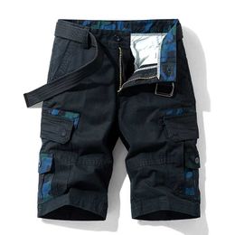 Men's Shorts Multi pocket workwear shorts mens loose and fully matched straight shorts 2024 summer new cotton elastic casual shorts J240409