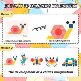 180PCS Wooden Jigsaw 3D Creative Puzzle Game Animal Shape Geometric Board Baby Montessori Educational Toy Children Birthday Gift