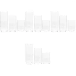 Candle Holders 12 Pcs Glass Column Pillar Candles Cover Clear Household Table Top