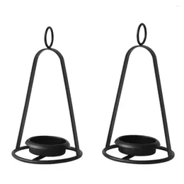Candle Holders 2 Pcs Dinner Table Decor Ornaments Chic Stand Coffee Creative Candlestick Scene Layout Prop Iron
