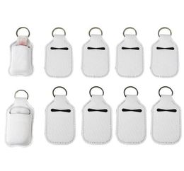 Sublimation Blanks Refillable Neoprene Hand Sanitizer Holder Cover Chapstick Holders With Keychain For 30ML Flip Cap Containers Tr8066181
