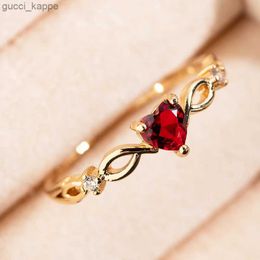 2PCS Wedding Rings New Fashion Crystal Twist Classical Heart Wedding Rings For Women Gold Colour elegant Engagement Rings Tiny Zircon gift Jewellery