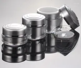 Storage Bottles Capacity 15g 100pcs/lot Top Grade Round Silver Acrylic Jar For Cosmetic Packaging