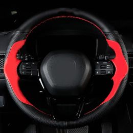 Hand-stitched black genuine Leather non-slip car Steering Wheel Cover For Honda Civic 11th Gen Crv Accord 2023