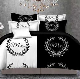 Blackwhite Her Side His Side Bedding Sets Queen Size Double Bed 3pcs Bed Linen Couples Duvet Cover Set5875447