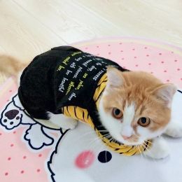 Cat Autumn And Winter Clothes Kitten Anti-hair Fall Coat Dog Warm Four-legged Costumes Cat Thin Cute Striped Outfit Pet Supplies