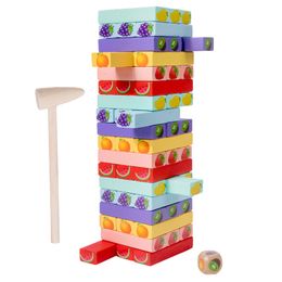 Blocchi di blocco di dimensioni del legno Blocchi di impilamento dei giochi da tavolo da torre per bambini Building Building Buildings Set Educational Toys