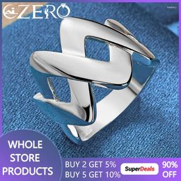 Cluster Rings ALIZERO 925 Sterling Silver Smooth Curve Cross Ring For Women Man Fashion Wedding Party Charms Jewelry Lovers Gifts