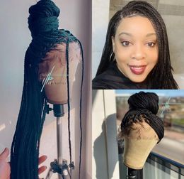 Long BlackBrownOmbre Colour Box Braids Wigs for Black Women cornrow Micro Braided Synthetic Lace Front Wig Simulation Human Hair4630041