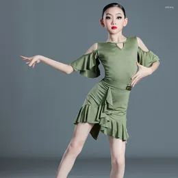 Stage Wear Children's Latin Dance Dress Girls Professional Performance Competition Training Clothes Ballroom Salsa Tango Cha