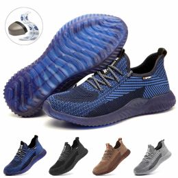 Boots Steel Head Antismashing Antipiercing Air Cushion Fly Woven Light Comfortable Wearresistant Work Protection Safety Shoes Men