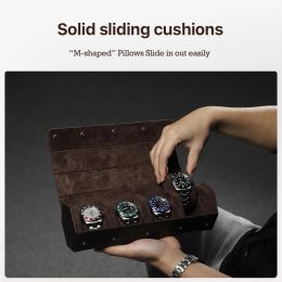 Vintage Genuine Leather Watch Roll Box 1/2/3/4/6/8 Grids Watch Travel Case Organizers Display Holder Men Women Watches Jewelry