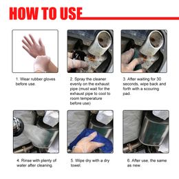 120ml Car Motorcycle Exhaust Pipe Cleaner Car Rust Remover with Rubber Gloves and Brush Repair Maintenance Tool Set