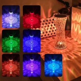 3/RGB Colours Crystal Diamond Table Lamp for Bedroom Changing Night Lights Small Waist Shape Rechargeable Bedside Study Lamp