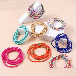 Jewelry Handmade Beaded Bracelet For Women Summer Mti Layer Colorf Beads Chain Bangles Girls Boho Wholesale In Bk Drop Delivery Baby, Dhc0W