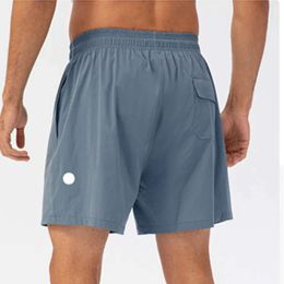 2024 lululemenI Men Yoga Sports Short Quick Dry Shorts with Back Pocket Mobile Phone Casual Running Gym Jogger Pant jk668