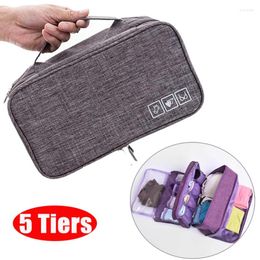 Storage Bags Travel Underwear Bra Sock Holder Bag Portable Compartment Clothes Toiletries Container Water-proof Cosmetics Organiser