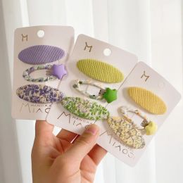 3pcs Summer New Hairpins for Baby Girls Mini Korean Floral Oval Hair Pin Little Girl Cute Side Clip Bangs Clip Cheap Baby Stuff