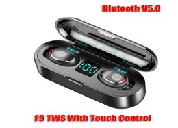 Wireless Earphone Bluetooth V50 F9 TWS Headphone HiFi Stereo Earbuds LED Display Touch Control 2000mAh Power Bank Headset With Mi8168846