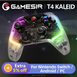 GameSir T4 Kaleid Transparent Wired Controller Gamepad with Hall Effect for PC Switch Android TV Box, Plug and Play Joystick