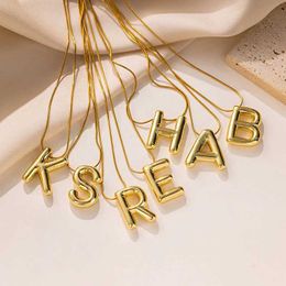 Pendant Necklaces Stainless Steel Gold Short Fat Letter Balloon Bubble Initial Letter Pendant Necklace Womens Charm Necklace Jewelry GiftsQ