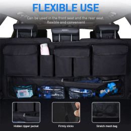 SEAMETAL Car Trunk Storage Bag 10-Pocket Oxford Cloth Seat Back Organizer with Zipper Mesh Universal for Suv Sedan Hatchback