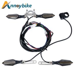 E bike 48V 60V Electric Bicycle Waterproof Cable Light Set Front Rear Flashing Dynamic Turn Signals Scooter Accessories Light